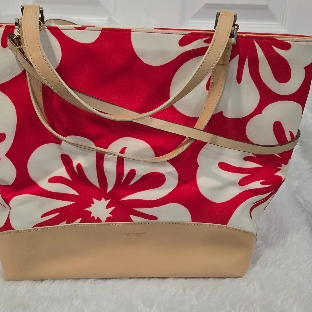 Kate Spade Red and Cream Floral Tote - Picture 5 of 5